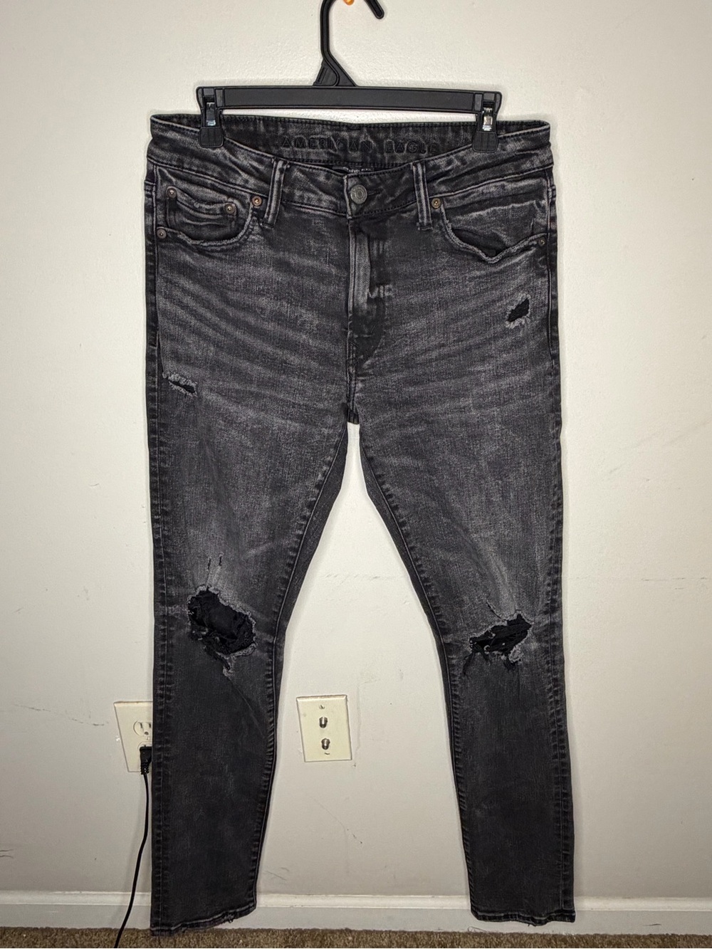 Men's American Eagle Distressed Black Slim Fit Jeans